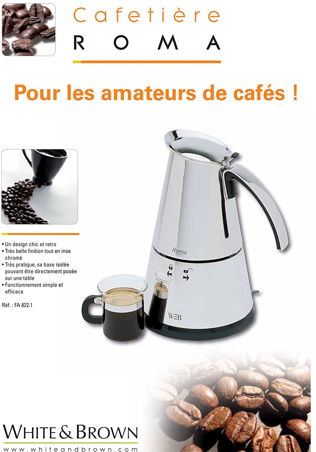 cafetiere italienne electrique 6 tasses 365w roma