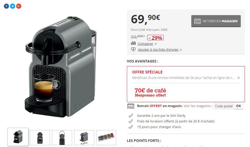 cafetiere nespresso inissia darty