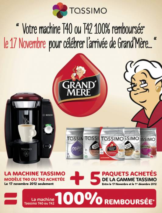 cafetiere tassimo 100 rembourse