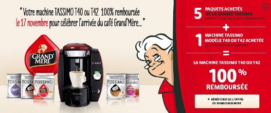 cafetiere tassimo 100 rembourse